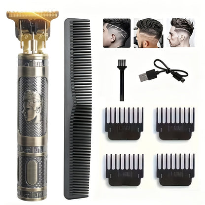 [USB-Rechargeable Grooming Kit] YAIAWISU Men's Cordless Electric Hair Clippers & Beard Trimmer with LCD Screen, USB-Rechargeable Cordless Grooming Kit, T-Blade Trimmer with Guide Comb Suitable for Hair, Shaving, and Scalp Trimming