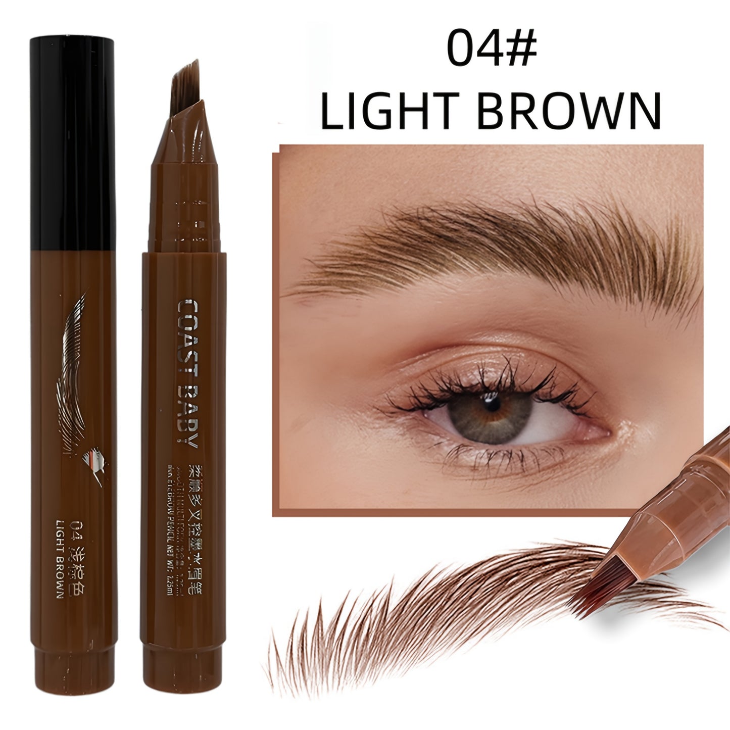 Dual-Effect Quick-Result Waterproof Eyebrow Pencil: Multi-branch Brush Head Design for Defining Each Eyebrow Hair with a Single Stroke + Precise Hairline Filling. Waterproof, Long-lasting Color That Resists Smudging. Three-dimensional Hair-like Flow