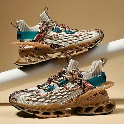 Men's Casual Sneakers, Mid-Top Blade Running Shoes for Autumn/Winter, Slip-Resistant for Daily Wear