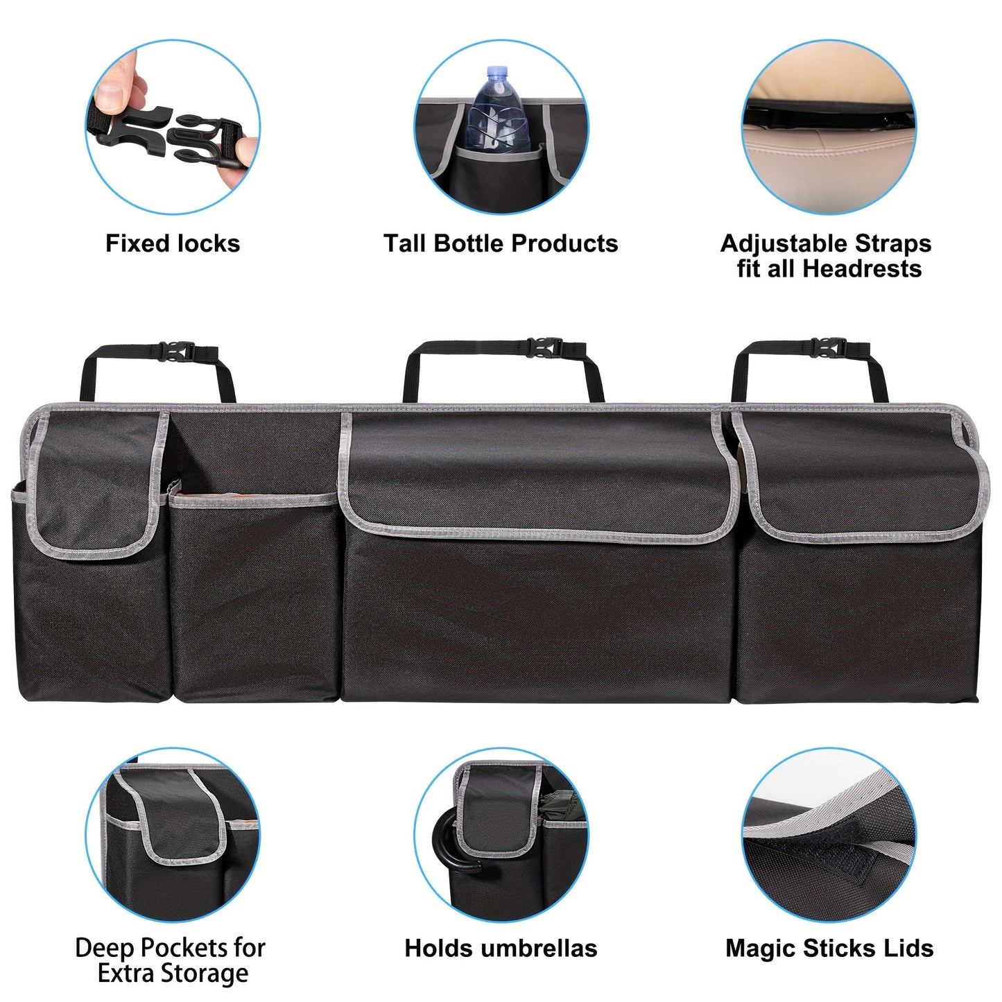 Large Capacity Storage Bag for Car Seats Made of 600D Oxford Cloth with Multiple Pockets