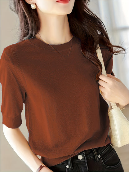 Pullover Short Sleeve Ice Fiber Fabric Soft Comfortable Versatile Simple