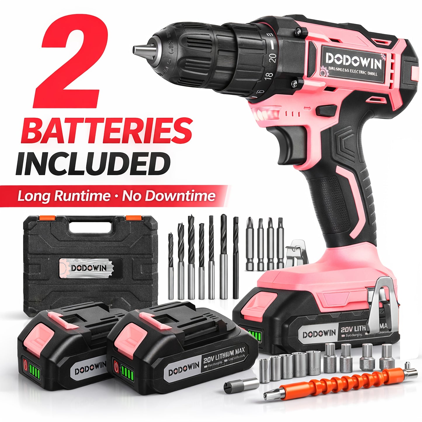 Cordless Drill Set, Lightweight & Powerful, 2 Batteries Included, Tool Case & 24pcs Accessories, 21V, Ideal for Home DIY, Repair & Gift