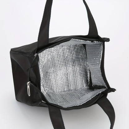 New Arrival Nylon Handbag - Solid Color, Exquisite, Aluminum Foil Insulation, Half-Zipper, Suitable for School, Work, Daily Use