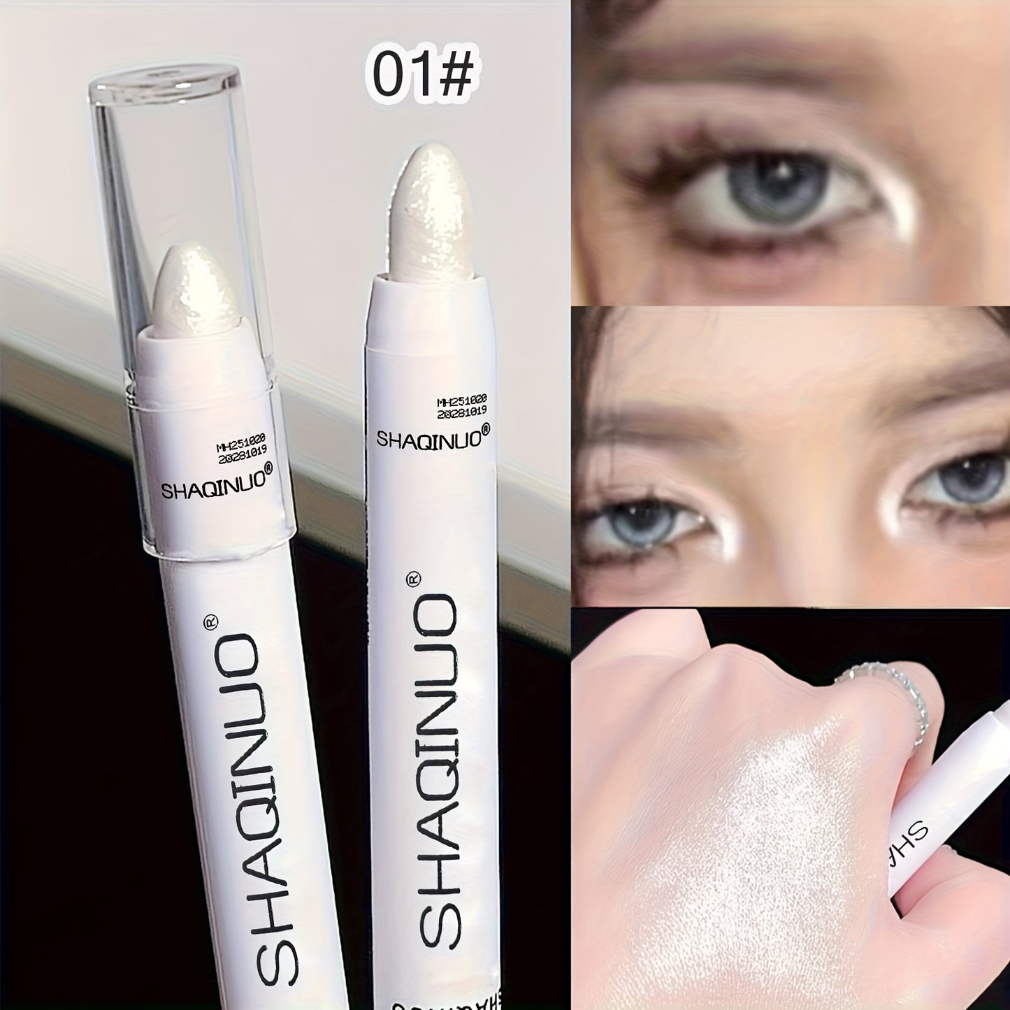 Pearl White Shimmering Eye Highlighter Pen - Long-Lasting, Brightening, and Smudge-Proof Eye Corner Eyeshadow with Glitter Effect - Perfect for Music Festival, Party, and Everyday Use