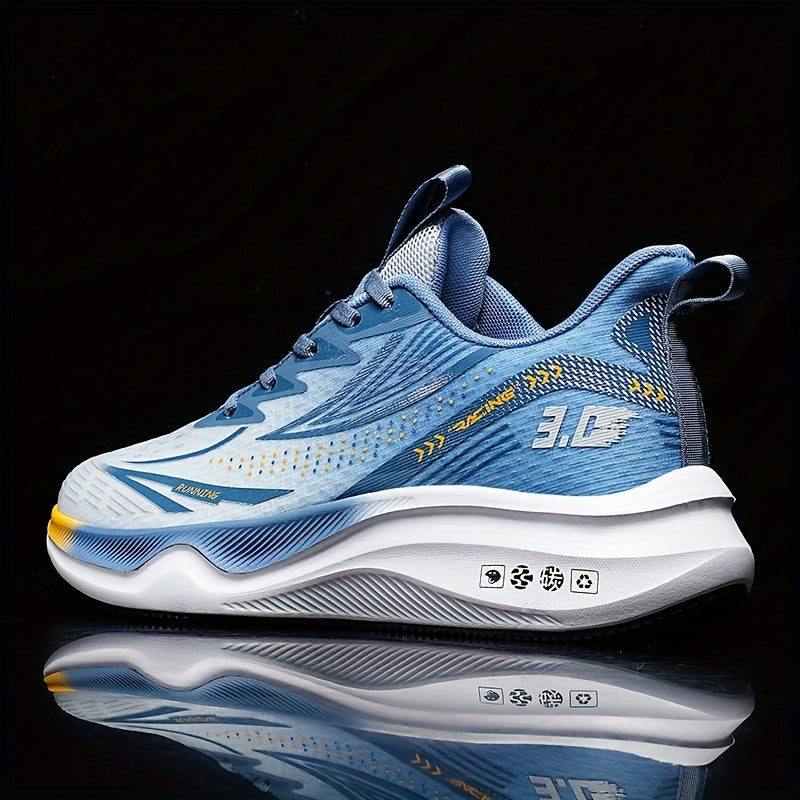 Men's Breathable Mesh Running Shoes - Casual Athletic Sneakers with Striped Design, Lace-Up, Perfect for Spring/Summer/Fall