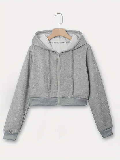 Women'S Casual Zip-Up Hoodie - Long Sleeves, Solid Color Design, Featuring Front Pockets, Made in a Regular Fit. A Stylish Choice for Autumn And Winter. Casual Wear | Hooded Sweatshirt | Zip Closure, Hoodie