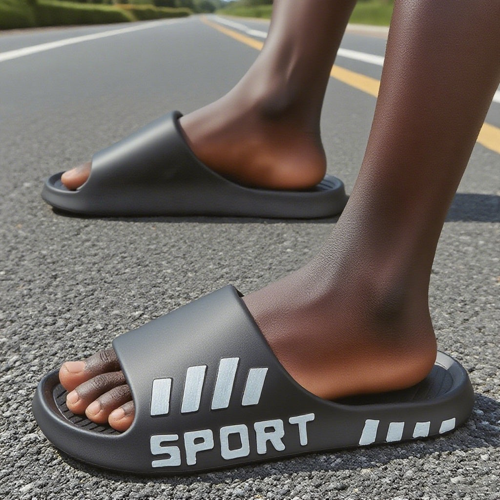Men's Slip-On Oversized 46-47 Slippers, Anti-Slip Indoor Shower Shoes, Simple New Couple Style Four Seasons Sports Sandals. Suitable for both men and women.