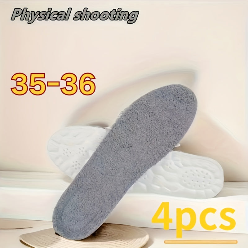 4pcs Winter Warm Plush Insoles for Women Men Thicken Thermal Shoe Pad Sports Inserts Soft Snow Boots Insole