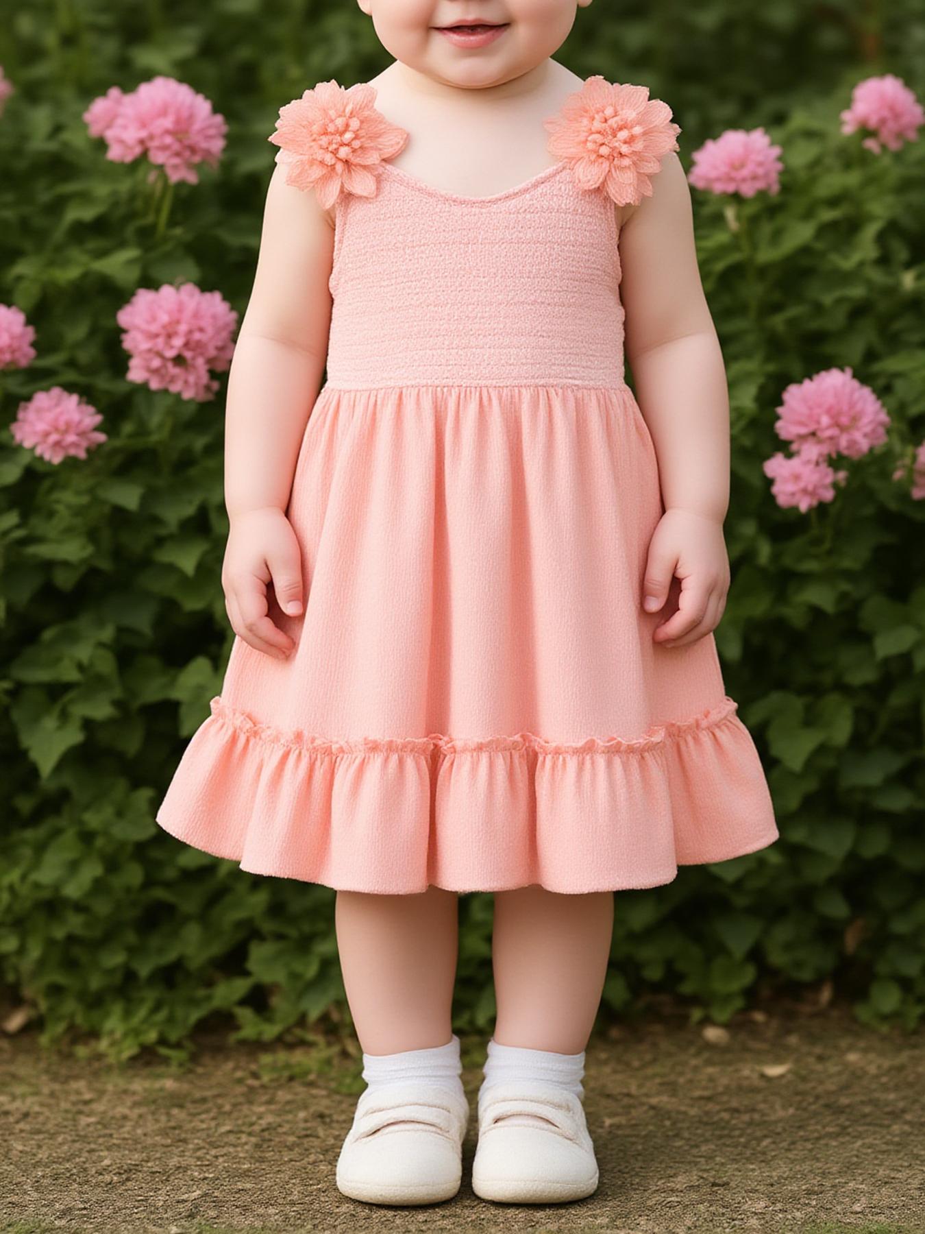 Floral-Decorated Suspender Dress, Hollow Fabric Spliced with Comfortable Checks, Casual And Elegant, Suitable for Summer Dresses for Going Out