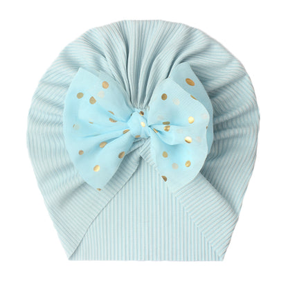 Newborn Infant Polka Dot Printed Bow Elastic Head Wrap, Turban Headwear Cap For Toddlers, Baby Girls And Boys