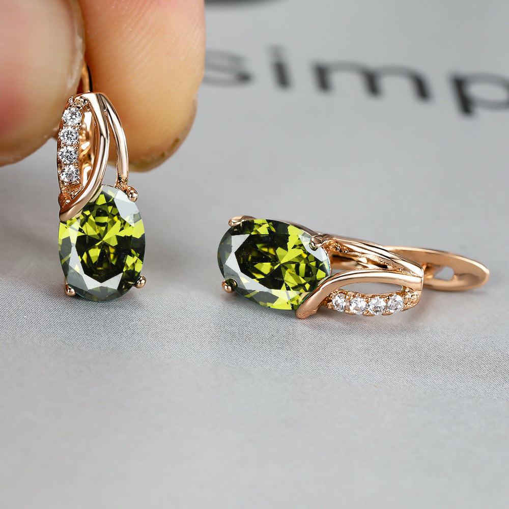 [Synthetic Zirconia Earrings] Vintage Synthetic Zirconia Earrings, Elegant Oval Cut Bridal Wedding Jewelry Gifts