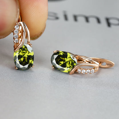 [Synthetic Zirconia Earrings] Vintage Synthetic Zirconia Earrings, Elegant Oval Cut Bridal Wedding Jewelry Gifts