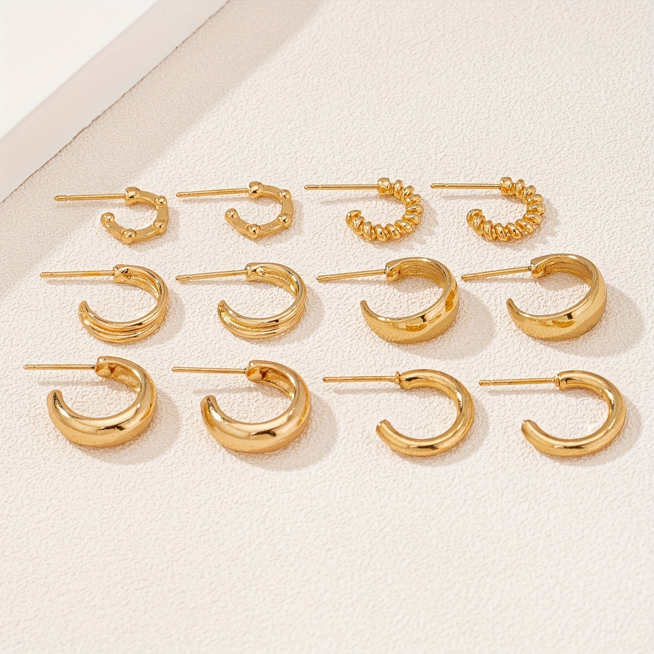 Zinc Alloy Simple Hoop Earrings for Daily Wear Dating Ear Jewelry Decor