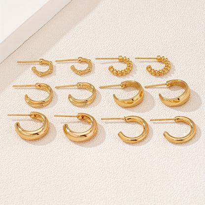 Zinc Alloy Simple Hoop Earrings for Daily Wear Dating Ear Jewelry Decor