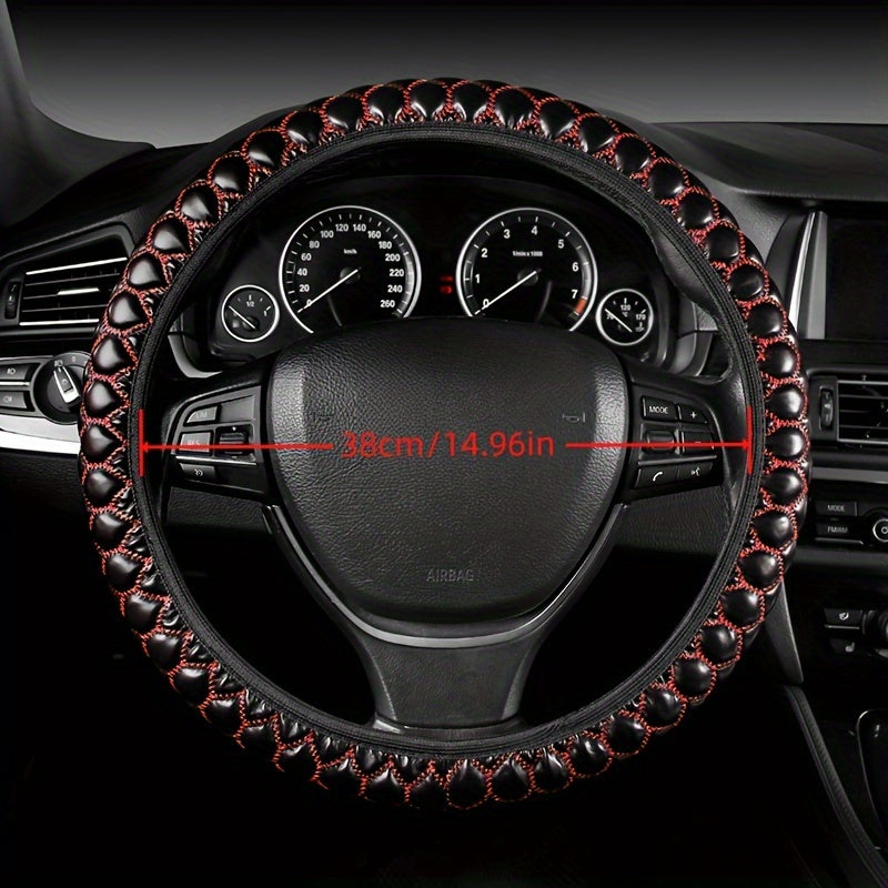 A Brand New Stylish Steering Wheel Cover, Featuring Embroidery Craftsmanship, Slip-Resistant And Durable, Classic And Comfortable