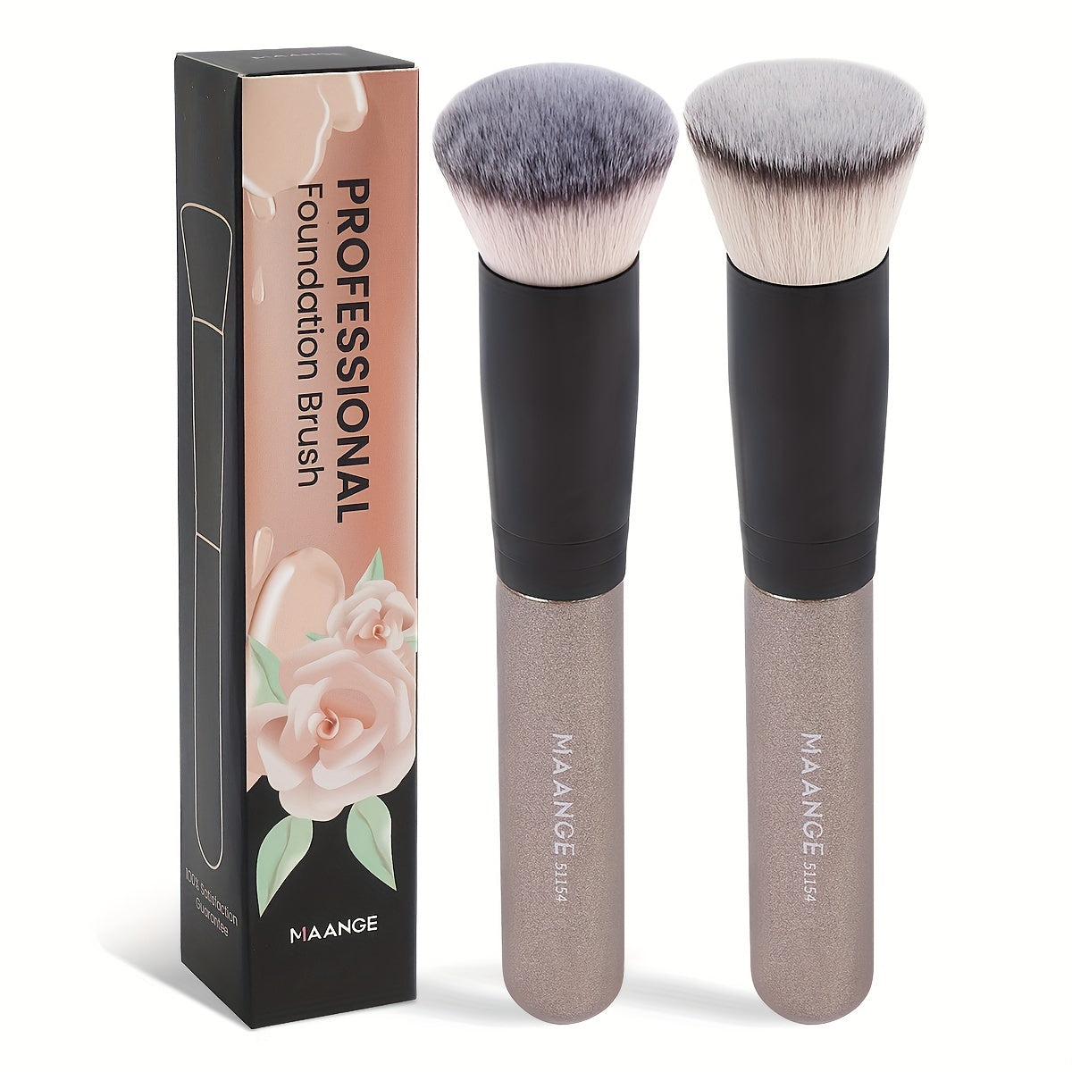 [Soft Nylon Foundation Brush] MAANGE Soft Nylon Foundation Brush | Single-Branch Flat Base, Large Head for Full Coverage & Fast Application - Professional & Everyday Makeup