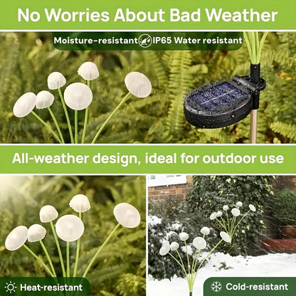 [LED Jellyfish Mushroom Lights] Solar 6/ 8/ 10 LED Jellyfish Mushroom Lights, Garden Landscape Lights, Outdoor Ground-plug Lawn Lights, Garden Decoration Lights, Doliday Garden Lights
