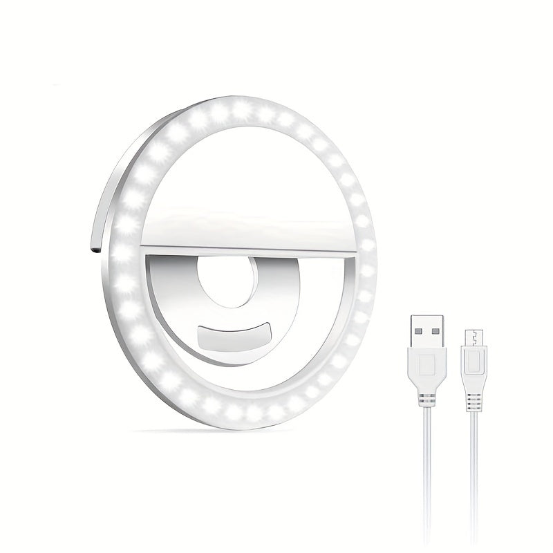 CLEANTRUST Rechargeable LED Ring Light | Selfie And Live Streaming Light, Portable Circular Flashlight, Dual Power Mode: Rechargeable Battery/Usb, Three-Level Adjustable White Light, Polymer Lithium Battery, Suitable for Smartphones, Cameras