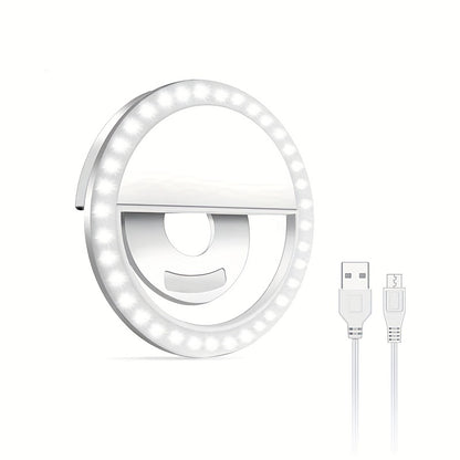 CLEANTRUST Rechargeable LED Ring Light | Selfie And Live Streaming Light, Portable Circular Flashlight, Dual Power Mode: Rechargeable Battery/Usb, Three-Level Adjustable White Light, Polymer Lithium Battery, Suitable for Smartphones, Cameras