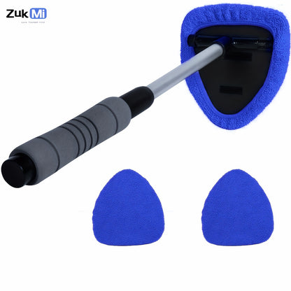 Microfiber Windshield Cleaner - Extendable Handle, Auto Interior & Exterior Glass Wiper, Car Glass Cleaning Tool Kit