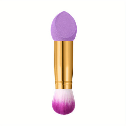 [Double-ended Purple] Set Of 1/3 Double-ended Purple Makeup Sponge + Makeup Brush