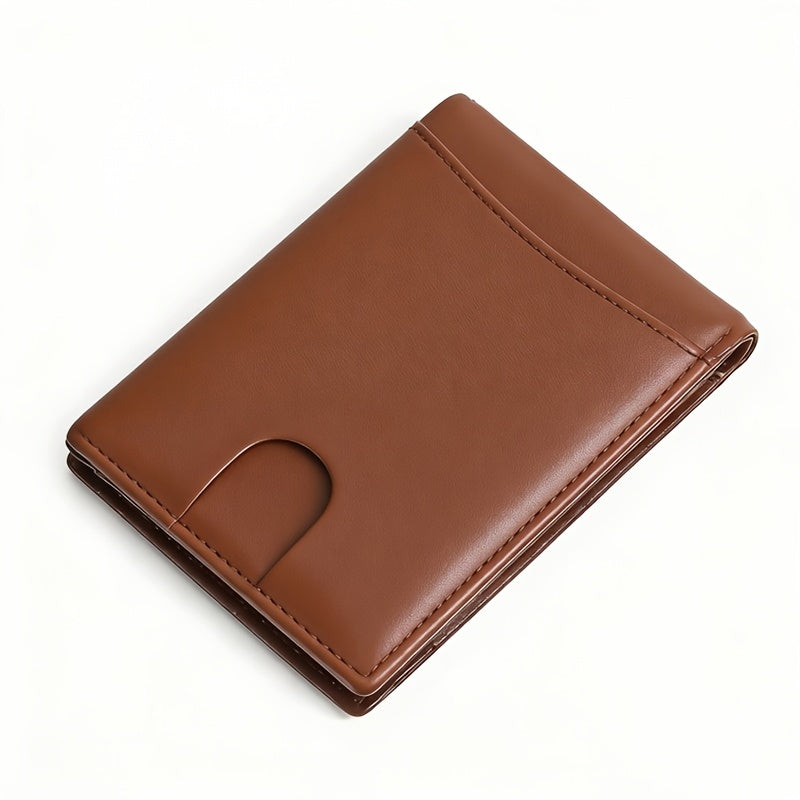 1pc OBCREATOR Faux Leather Slim Wallet for Men |, Anti-theft with Money Credit Card Clip