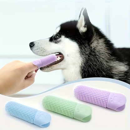 A 360° Pet Finger Toothbrush, Silicone Finger Toothbrush for Dogs, Dental Care Toothbrush for Cats And Dogs, Dog Brushing Kit, Without Battery