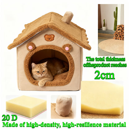 [Warm Pet Bed] Winter Warm 1pc Pet Bed House For Cats | Removable And Washable Cat House, Soft And Comfortable Puppy Cave Nest, Christmas Gift
