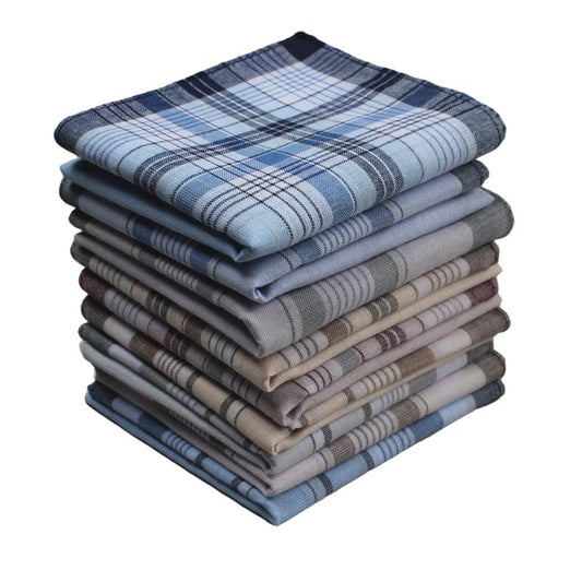 9pcs Cotton Handkerchief Retro Man's Handkerchief 14.9 Inches, Ideal choice for Gifts