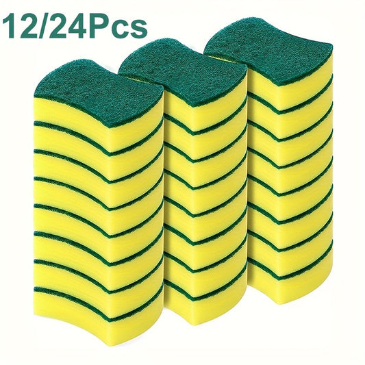 [Anti-Scratch Sponge] 12/24pcs Anti-Scratch Kitchen Cleaning Sponge, Dish Towel, Scouring Pad | Dishware Scrubbing Sponge