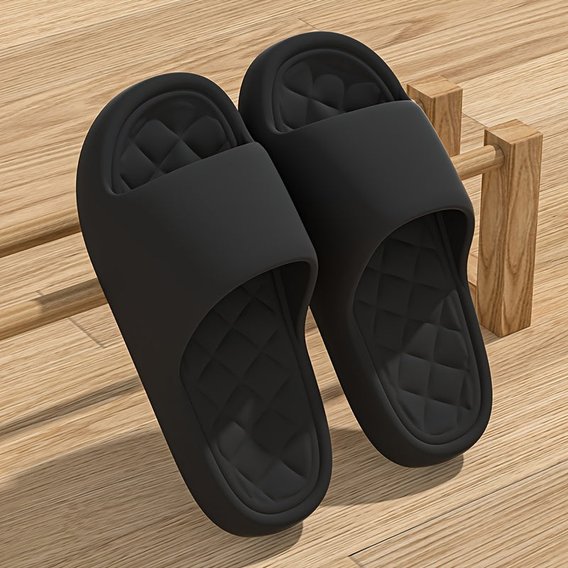 Women's Indoor Slippers for Summer, Solid Color, Non-Slip, Thick Sole, Simple House Slides for Home and Bathroom Use, Women Shoes