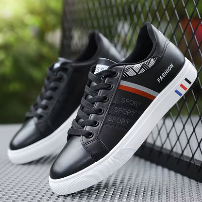 Men's Fashion Striped Low-top Skateboard Shoes, Comfortable Non-slip Lace-up Casual Sports Shoes, Suitable for Men's Outdoor Activities