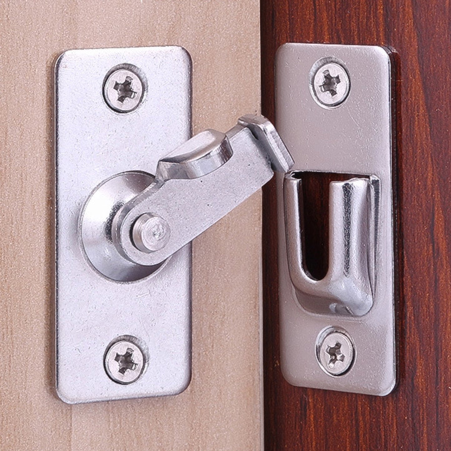 304 Stainless Steel Door Lock  90 Degree Right Angle Door  Door Gate Slide  Lock, Home Safety Door Lock Hasp Locking  Bolt Cam, for Sliding Doors/ Window /Closet /Barn/ Garden/ Fences