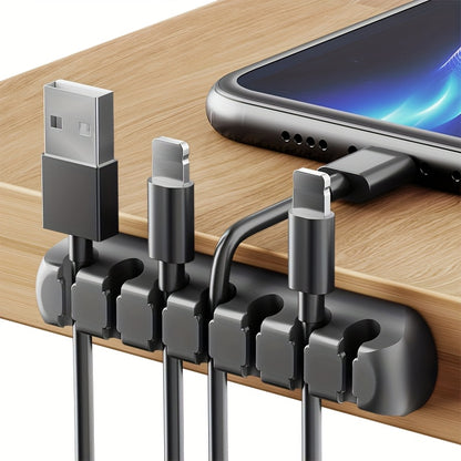 Strong Self-Adhesive Silicone Cable Organizers with 7, 5, And 3 Slots for Managing Cables, Featuring Cable Holders And Storage Boxes to Keep Your Wires Neat And Tidy!