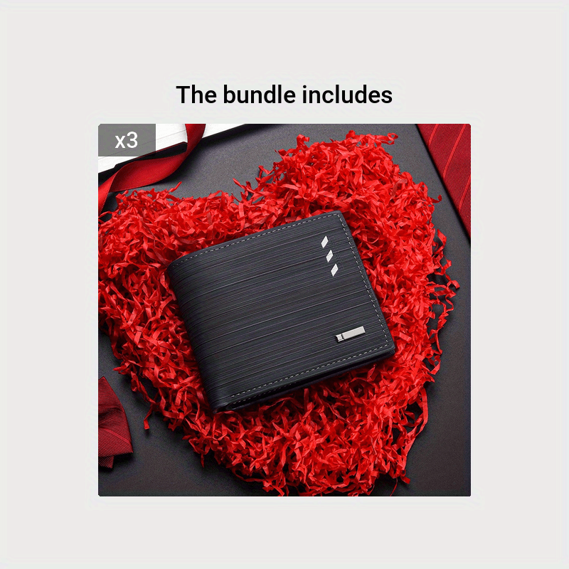 Men's Casual PU Leather Wallet With Card Slots, Zipper Coin Purse, Money Clip Christmas Gift