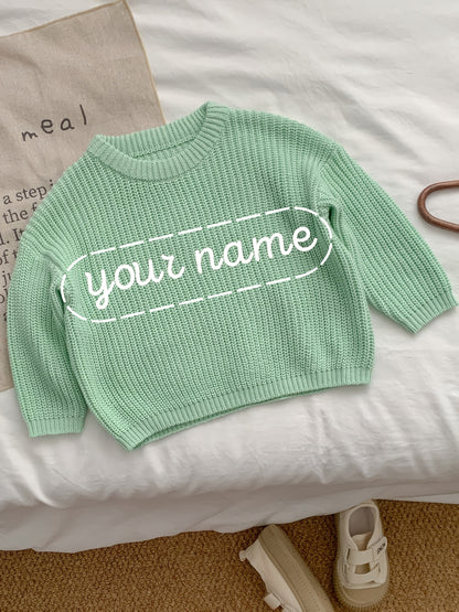 Girls' Casual Sweater with Personalized Name on Chest Area, Customizable, Perfect for Holiday Gifts