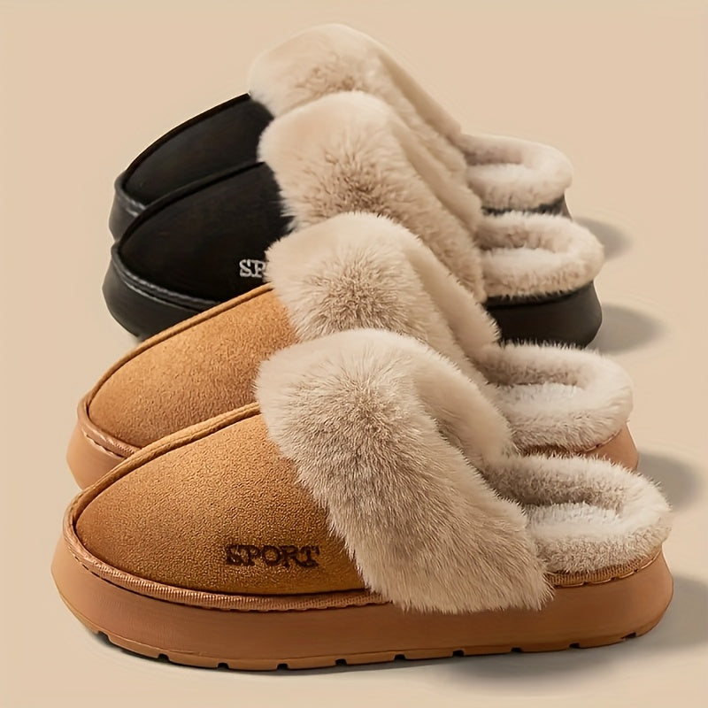 Women'S Comfortable Plush-Lined Slippers | Winter Indoor/Outdoor Warm Slip-On Shoes with EVA Sole, Casual Style, Perfect Gift for Couples, Women Shoes