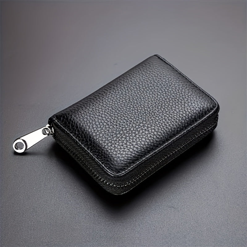 Ultra-Thin Men's RFID Anti-Theft Imitation Leather Wallet-20 Card Slots 2 ID Cards, Secure Zipper Closure, Simple Design, Daily Business Use, Perfect Gift for Festivals and Special Occasions, Travel Accessories, Durable Craft