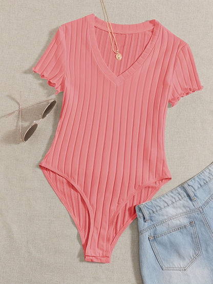 Lettuce Trim Ribbed Bodysuit