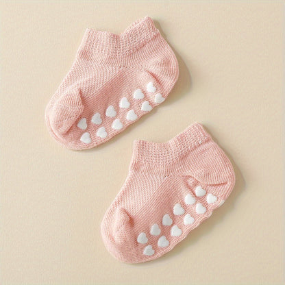 Baby No-Show Socks, Non-Slip Mesh, Solid Color, 10 Pairs, Spring/Autumn