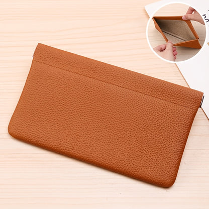 Self-Closing Genuine Leather Long Wallet with Zipper Closure - Compact Travel Organizer for Cash, Cards, Passport, Headphones & Cables - Durable Everyday Use Cosmetic Pouch, Minimalist Design, Highquality Stitching