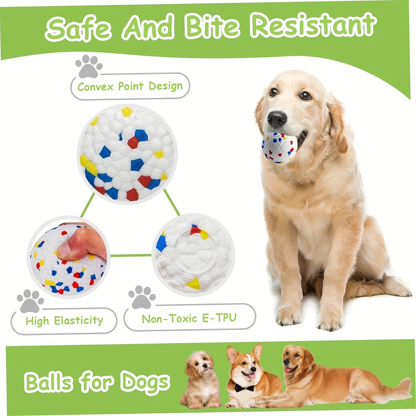Indestructible Dog Chew Toy - Heavy-Duty ETPU Rubber Non-Toxic Ball, Durable Chew Toy for Strong Chewers, Sturdy and Safe, Suitable for All Breeds, Floats and Highly Elastic, Perfect For Fetch Games, Dog Chew Toys, Playful Design