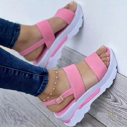 Women Platform Sandals Red Wedge Shoes Woman Summer Ankle Strap Flats Shoe Ladies Peep Toe Sandals Casual Shoes Sandlas, Women Shoes