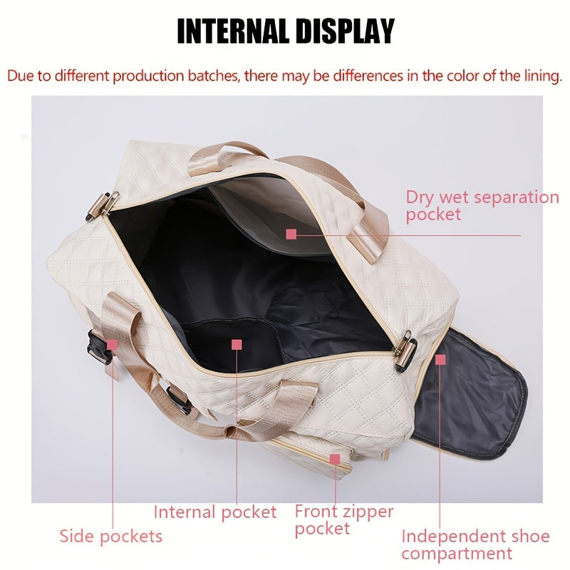 Large Capacity Argyle Travel Duffle Bag, Sports Gym Bag - Spacious & Highly Portable for Overnight Trips