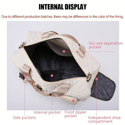 Large Capacity Argyle Travel Duffle Bag, Sports Gym Bag - Spacious & Highly Portable for Overnight Trips