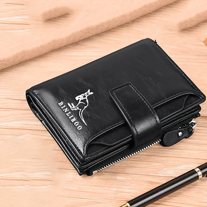 [RFID Wallet for Men] Luxury RFID Card Holder Wallet for Men, Featuring a Zipper Coin Purse And Made of Portable Faux Leather