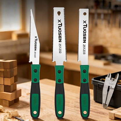 [Double-Edged Woodworking Saw] Japanese Pull Saw - 3-Pack or Single | Double-Edged Woodworking Hand Saw with Fine Teeth, Precision Cutting for Wood and PVC, Portable with Non-Slip Handle, Ideal for Woodworking