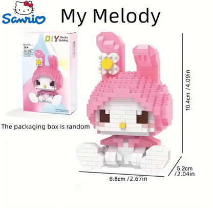 Building Block Set Featuring Sanrio Characters Like Hello Kitty, Kuromi, My Melody, And Cinnamoroll - Brick Kits for Creating Collectible Desk Decorations - Educational Puzzle Toy Suitable for Teens, Adults