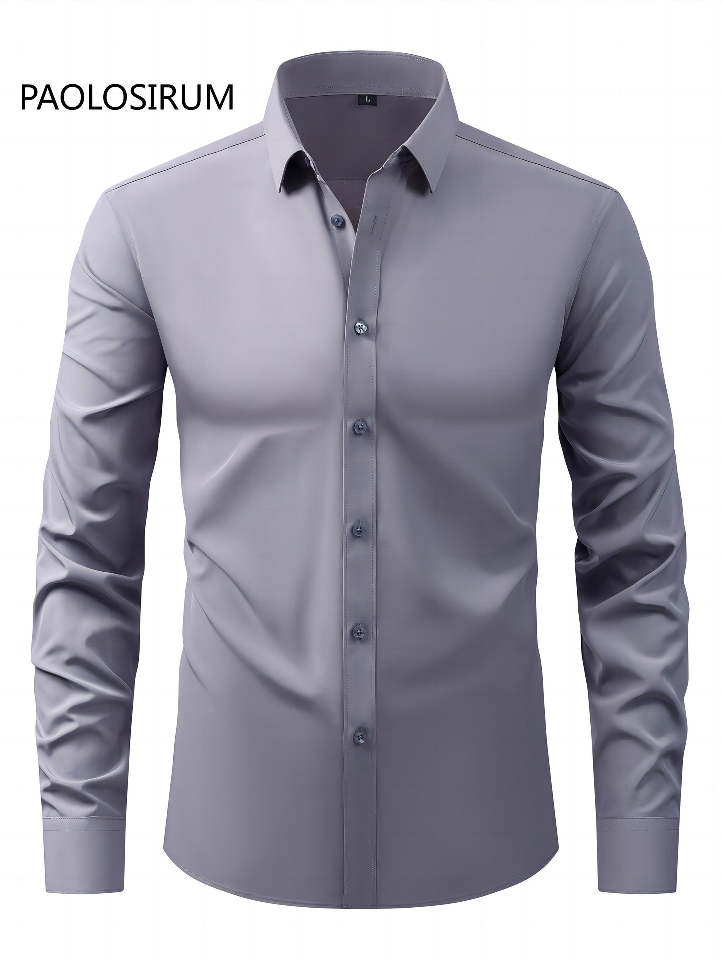 2025 New Men'S Business Slim-Fit Long-Sleeve Shirt, Wrinkle-Free, Elastic, And Made of Cool .
