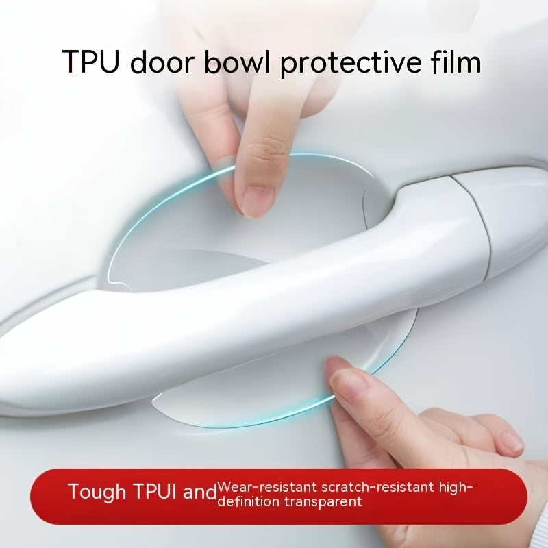 A Collection of 8 Clear Protective Films for Door Handles, Designed to Prevent Scratches on Car Door Bowls. They Are Easy to Apply, Long-Lasting, Waterproof, And Serve As Transparent Paint Protection Stickers - a Perfect Christmas Present